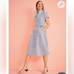 Talbots FIT & FLARE DRESS - NAUTICAL STRIPE - black & white EUC